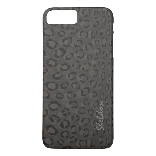 Cool black grey cheetah print monogram Case-Mate iPhone case (Back)