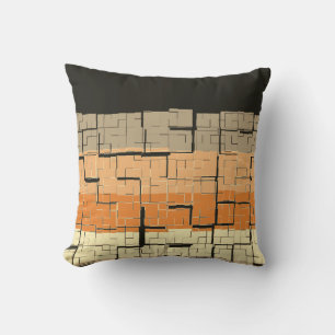 Cool Black Grey Orange Yellow Peach Pattern Cushion