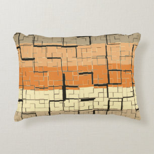 Cool Black Grey Orange Yellow Peach Pattern Decorative Cushion