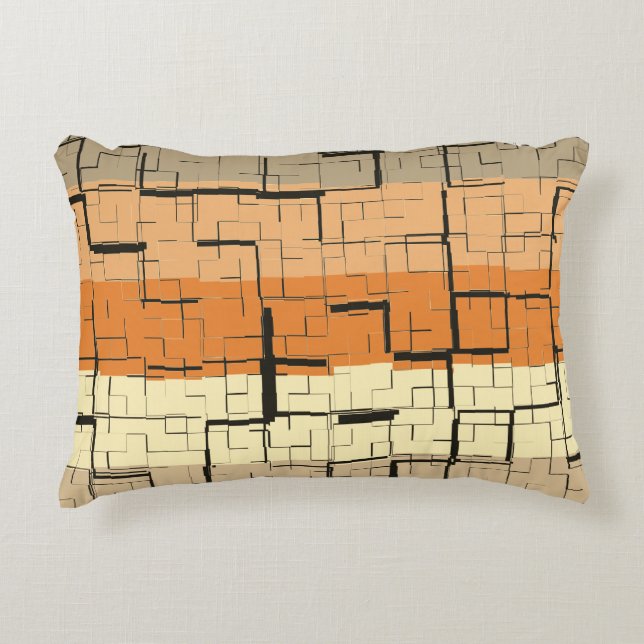 Cool Black Grey Orange Yellow Peach Pattern Decorative Cushion (Front)