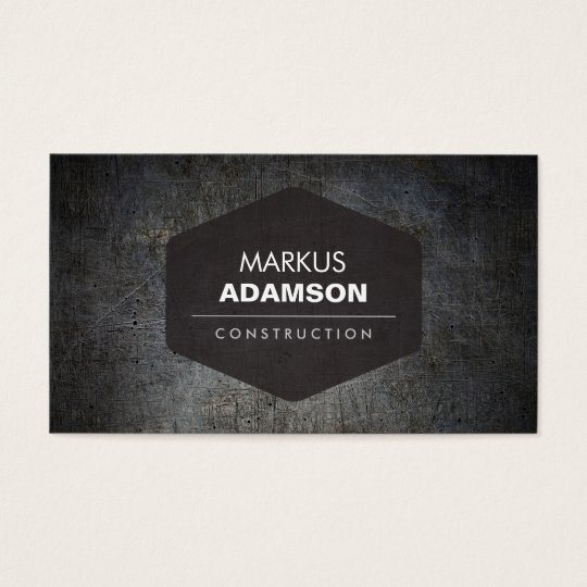 Cool Black Grunge Metal with Name Logo Business Card