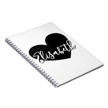 Cool black heart on white with your name