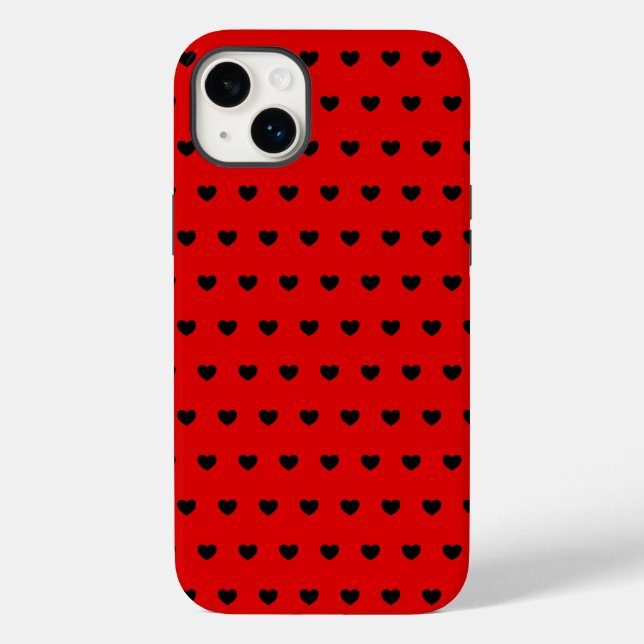 Cool Black Hearts On Striking Red Case-Mate iPhone Case (Back)