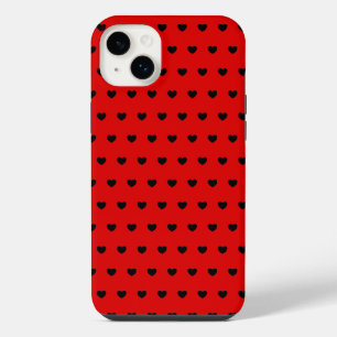 Cool Black Hearts On Striking Red iPhone 14 Plus Case