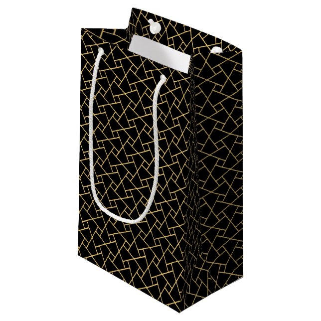 Cool Black Islamic Pattern Small Gift Bag (Front Angled)