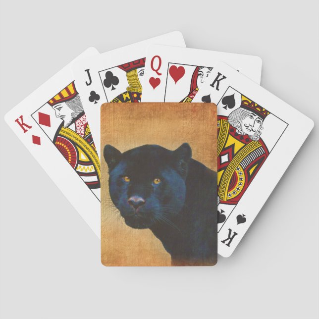 Cool Black Jaguar Panther Wildlife Big Cat Playing Cards (Back)