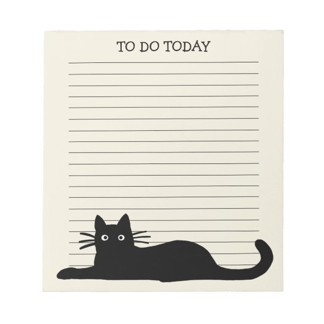 Cool Black Kitty Cat Custom Lined Notepad (Front)