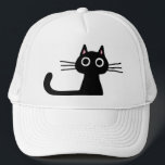 Cool Black Kitty Cat | Fun Feline Design Unisex Trucker Hat<br><div class="desc">The perfect black kitty hat for cat people. Quirky cat trucker hat for cool bros,  dudes,  guys and girls. Whimsical black kitten with big eyes and long tail. Unisex size fits most teens and adults.</div>
