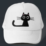 Cool Black Kitty Cat | Fun Feline Design Unisex Trucker Hat<br><div class="desc">The perfect black kitty hat for cat people. Quirky cat trucker hat for cool bros,  dudes,  guys and girls. Whimsical black kitten with big eyes and long tail. Unisex size fits most teens and adults.</div>