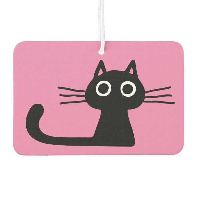 Cool Black Kitty Cat Purrfect Pink Car Air Freshener (Front)