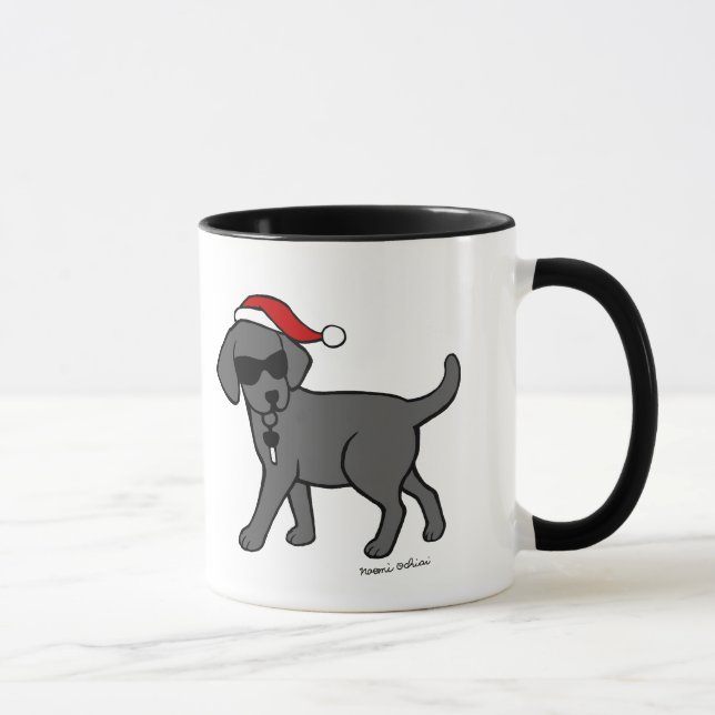 Cool Black Labrador Christmas Cartoon Mug (Right)