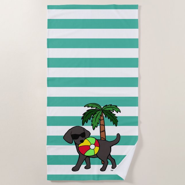 Cool Black Labrador Sunglasses Beach Towel (Front)
