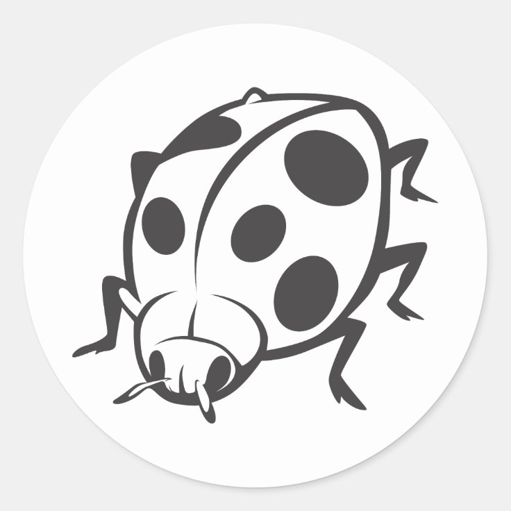 Cool Black Ladybug Tattoo Logo Classic Round Sticker | Zazzle