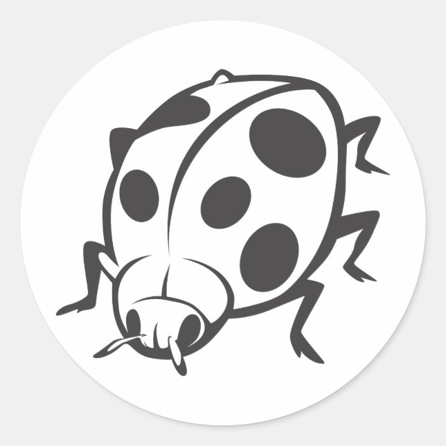 Cool Black Ladybug Tattoo Logo Classic Round Sticker (Front)