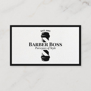 Cool Black Leather  Barber Pole Barbershop Business Card