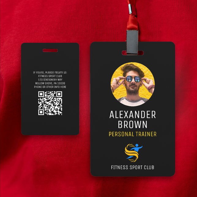 Cool Black Logo Photo QR Code Employee ID ID Badge (Creator Uploaded)