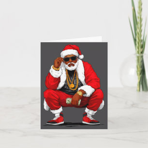 Cool Black Man Santa Claus Christmas African Ameri Card