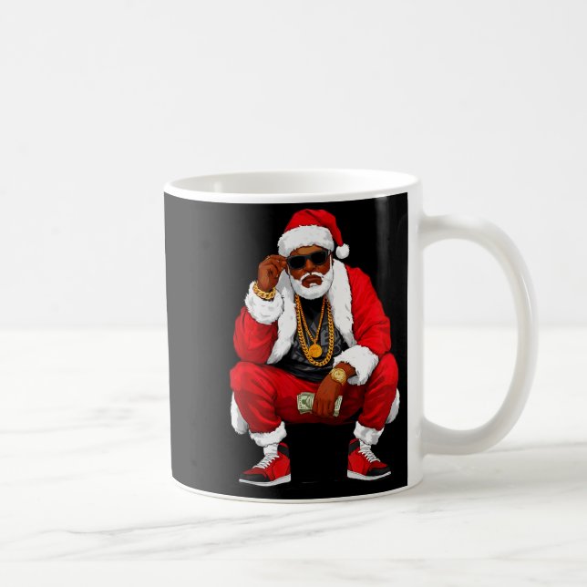 Cool Black Man Santa Claus Christmas African Ameri Coffee Mug (Right)