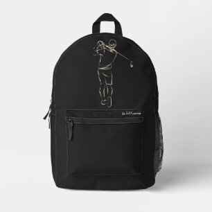 Cool Black Modern Add Your Name Classy Masculine Printed Backpack