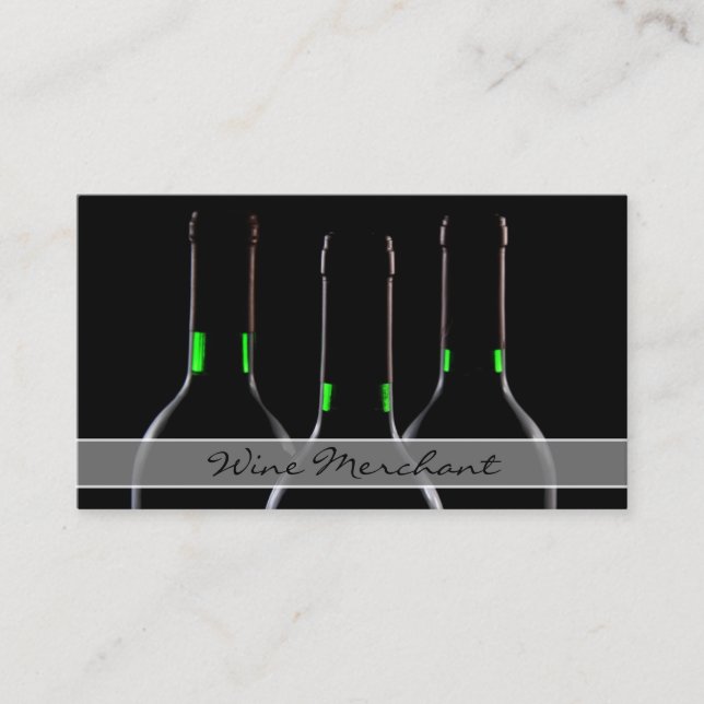 Cool Black Modern Wine Bottle Photo Business Card (Front)