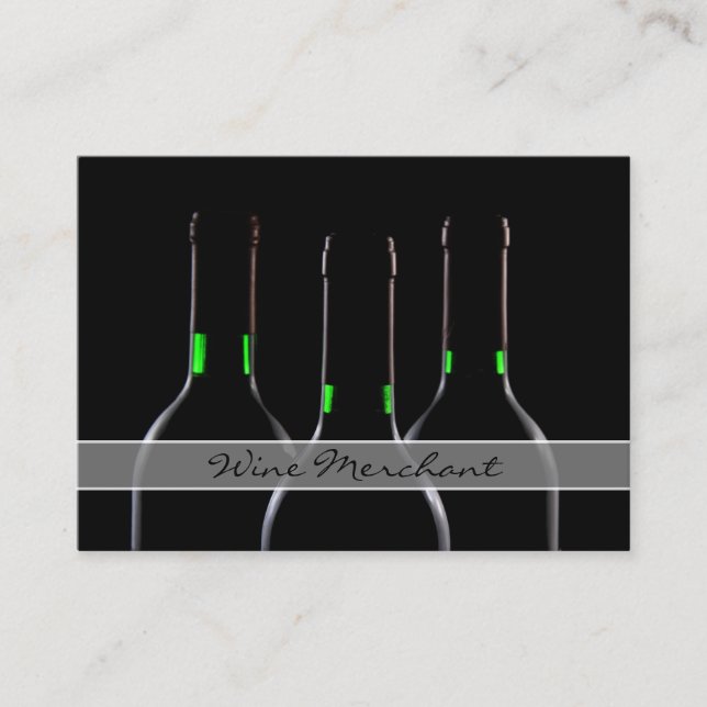 Cool Black Modern Wine Bottle Photo Punch Card (Front)