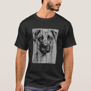 Cool Black Mouth Cur Portrait Black And White Styl T-Shirt