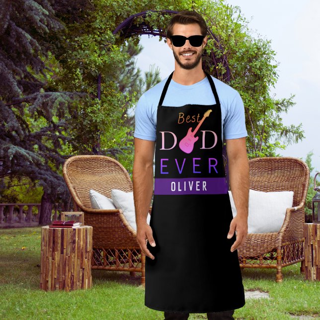 Cool Black Music Guitar Best Dad Ever Fathers Day Apron (Creator Uploaded)