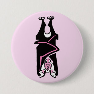 Cool Black & pink BAT - Endangered animal graphic  7.5 Cm Round Badge