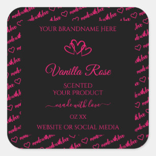 Cool Black Pink Word Cloud Product Labels Hearts