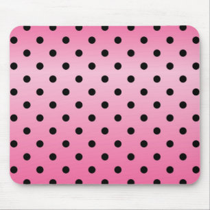 cool black polka dots in shinning pink background mouse mat