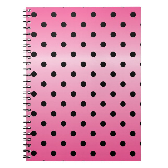 cool black polka dots in shinning pink background notebook (Front)