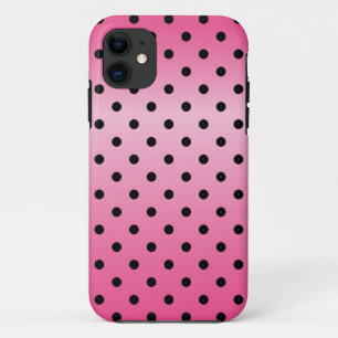 cool black polka dots in shinning pink iPhone 11 case