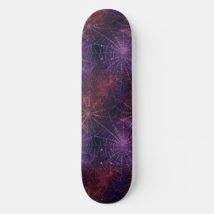 Cool Black Purple Red Spider Web Design Skateboard