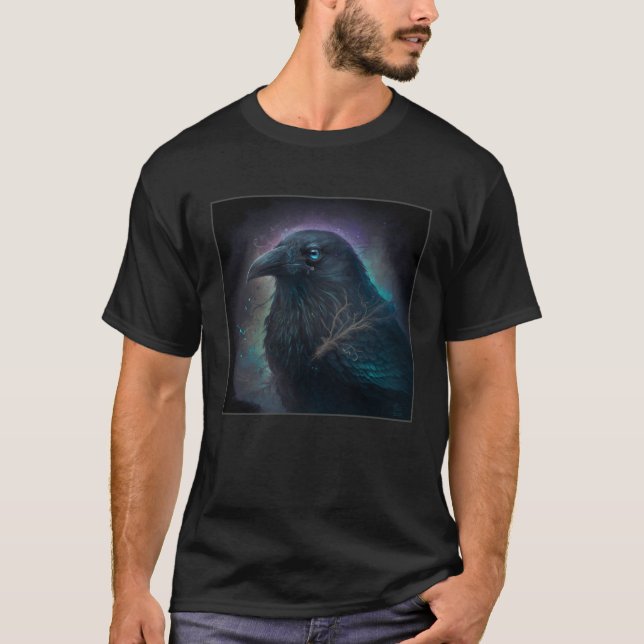 Cool Black Raven Crow Illustration Birds Unique Wo T-Shirt (Front)