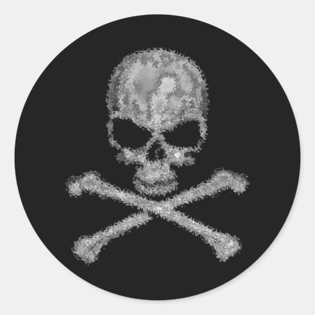 Cool black skull and crossbones stickers (Front)