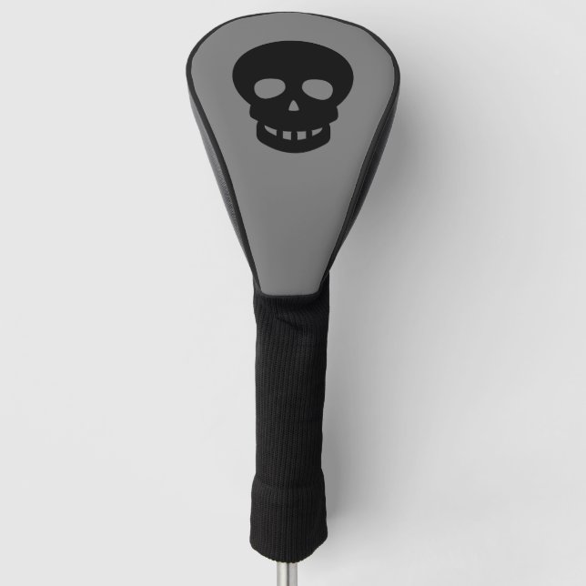 Cool Black Skull Dark Grey Golf Head Cover (Front)