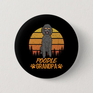 Cool Black Standard Poodle Dog Grandpa Fathers Day 6 Cm Round Badge
