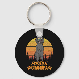 Cool Black Standard Poodle Dog Grandpa Fathers Day Key Ring