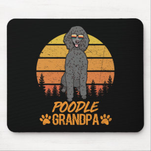 Cool Black Standard Poodle Dog Grandpa Fathers Day Mouse Mat