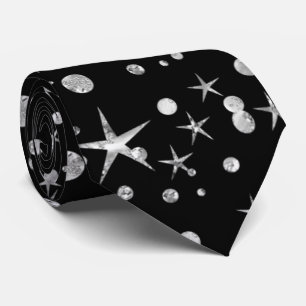 cool black star pattern tie