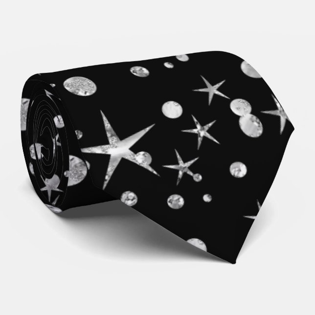 cool black star pattern  tie (Rolled)