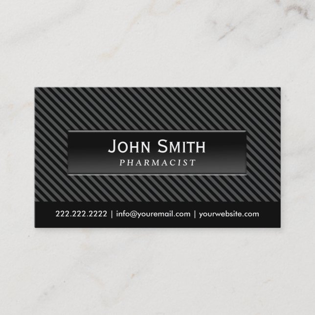 Cool Black Stripes Pharmacist Business Card (Front)
