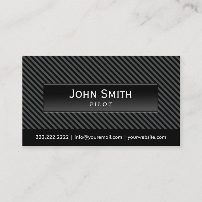 Cool Black Stripes Pilot/Aviator Business Card (Front)