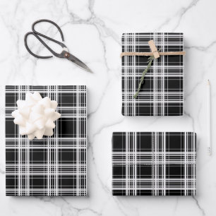 Cool black tiled plaid pattern Wrapping Paper 