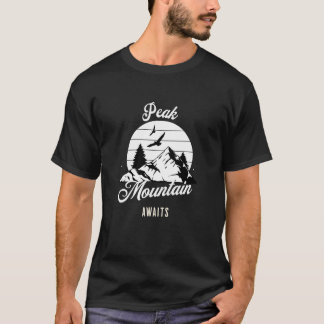 Cool Black Unisex 'Peak Mountain Awaits' T-Shirt