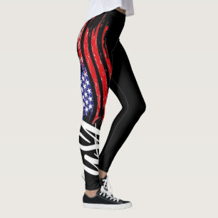 cool black usa flag pattern design leggings