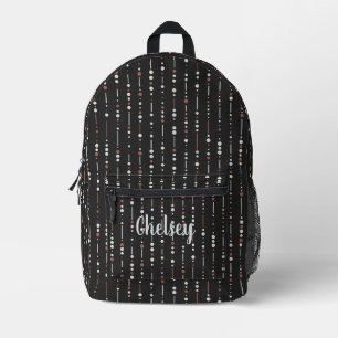 Cool Black Vertical Stripes Monogram Name Printed Backpack