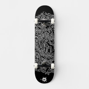 Cool Black White Abstract Digital Art Skateboard
