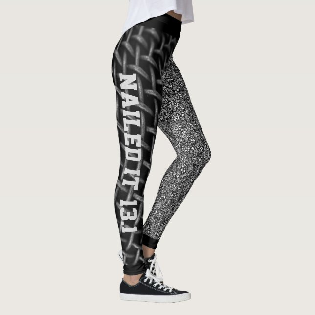 Cool Black & White Abstract Nailed It Leggings (Right)