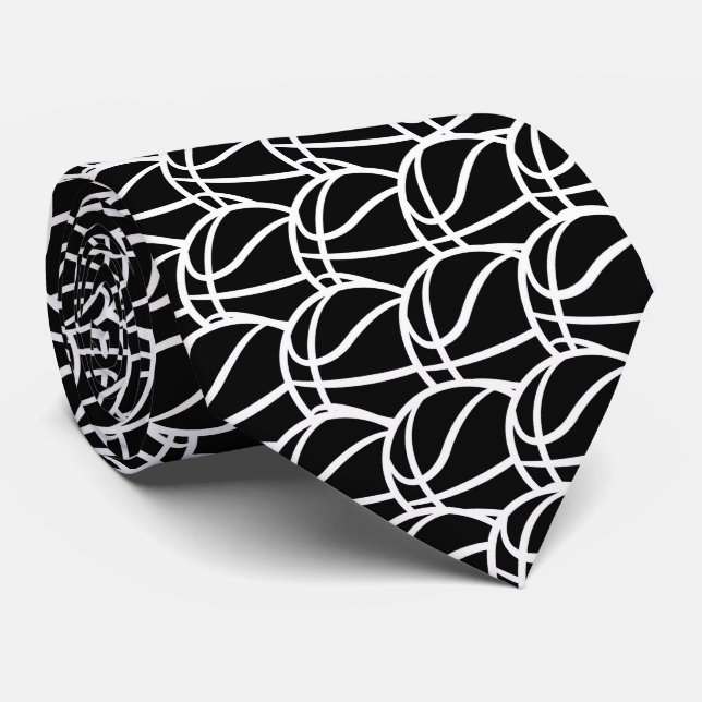 cool black white Basketball sports lovers Tie (Rolled)
